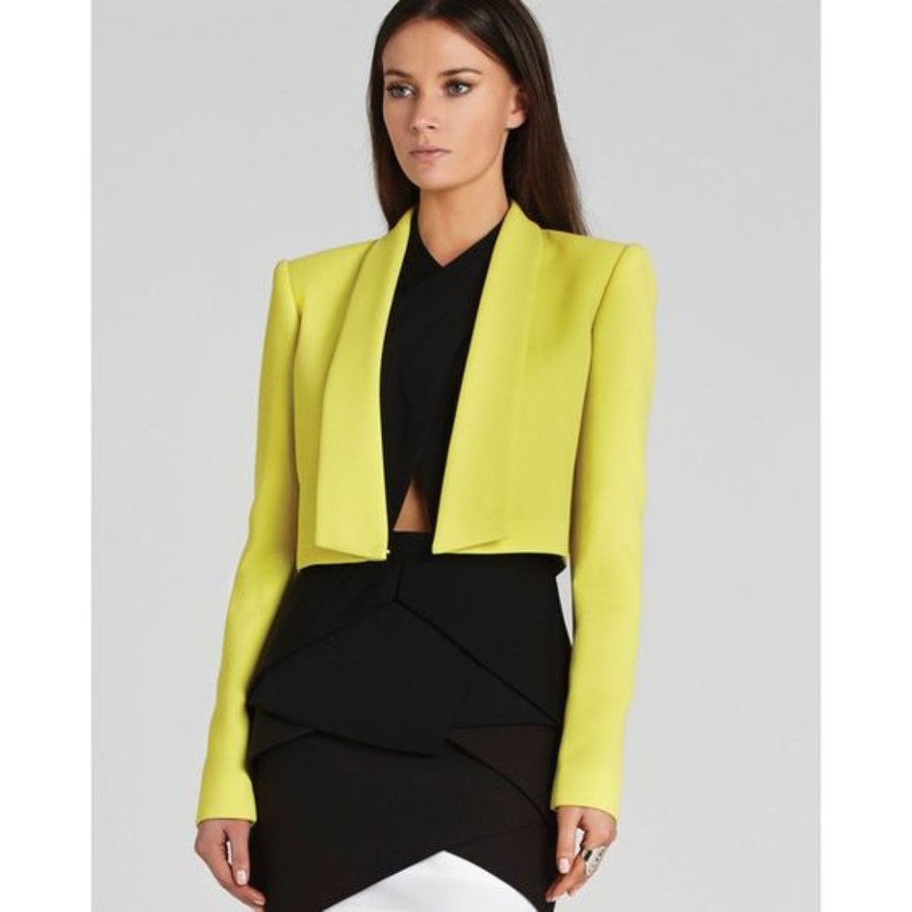 BCBG cropped blazer, neon yellow, size medium